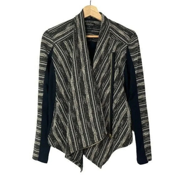 Lucky Brand Brown & Black Textured Knit Moto Jacket S - Picture 1 of 5